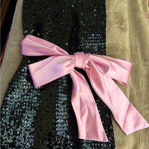 Chic Kids Formal Dress with Black Sequins and Pink Bow